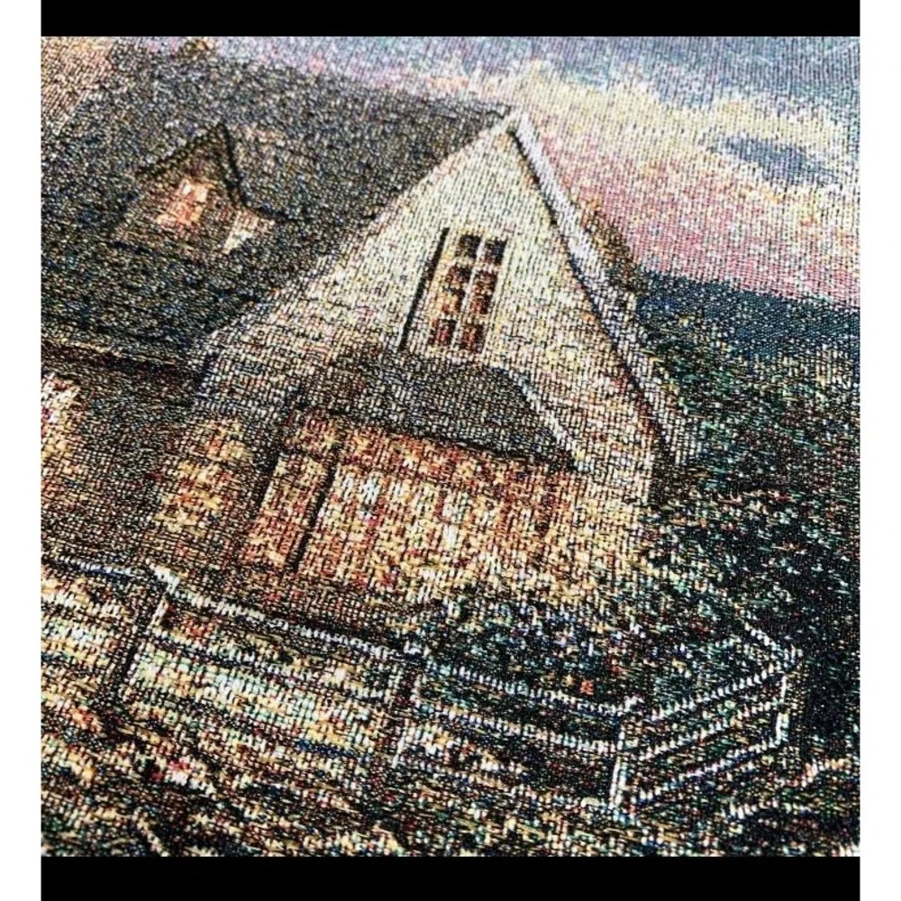 Beautiful Thomas Kinkade Tapestry 33x 26 A Light In The Storm John 8: 12. No Rod